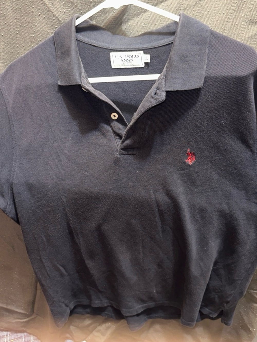 U.S. Polo Assn. Men's Dark Blue Polo with Red Embroidered Logo (Navy)